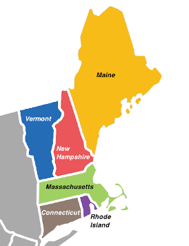 Map of New England states